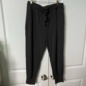 Fabletics Joggers Womens XL Black Ribbed Stretch Jersey Pull On Track Sweatpants
